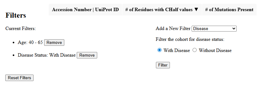 Screenshot of the filter modal with a filter added